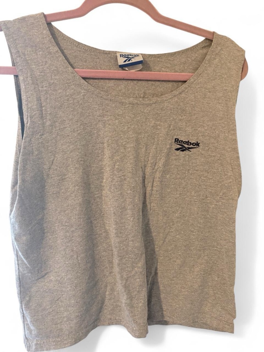 Vintage 90s Reebok Women's Sleeveless Tank Top in Heather Taupe